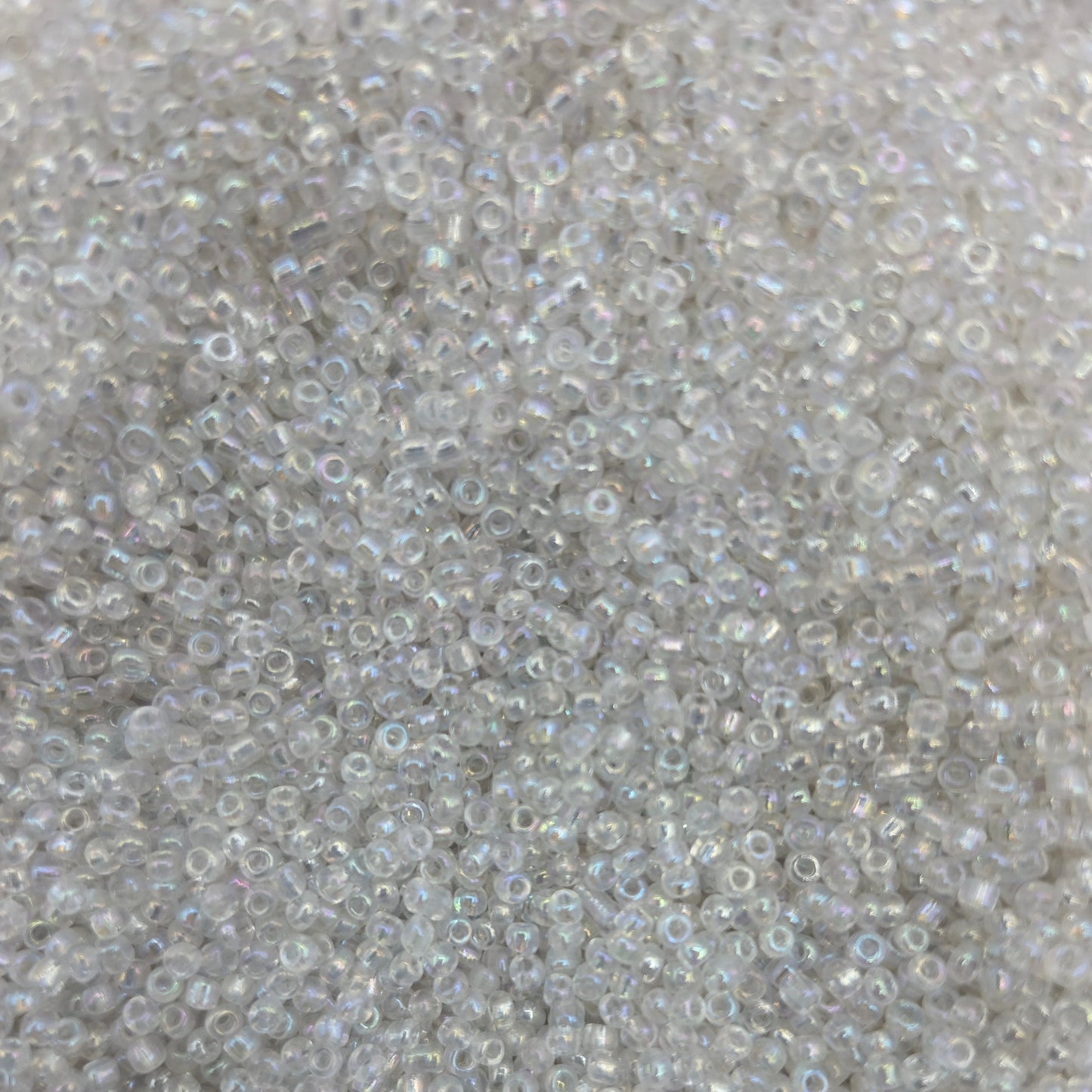 Clear iridescent seed beads 12/0