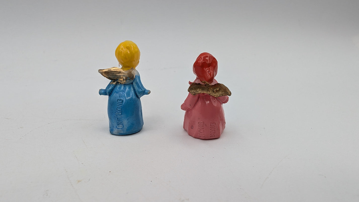 Vintage Miniature 1" Kissing Angels Plastic Figurines Diorama Dollhouse Craft