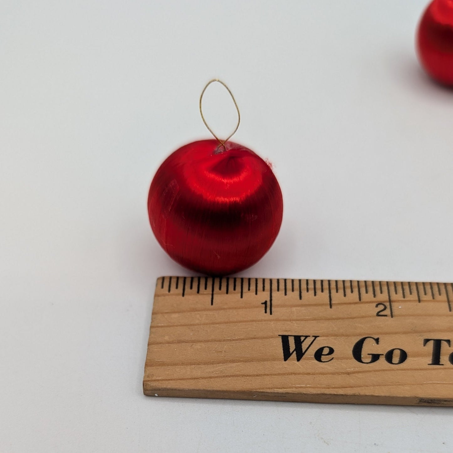 Small Red 30mm Satin Covered Ornaments