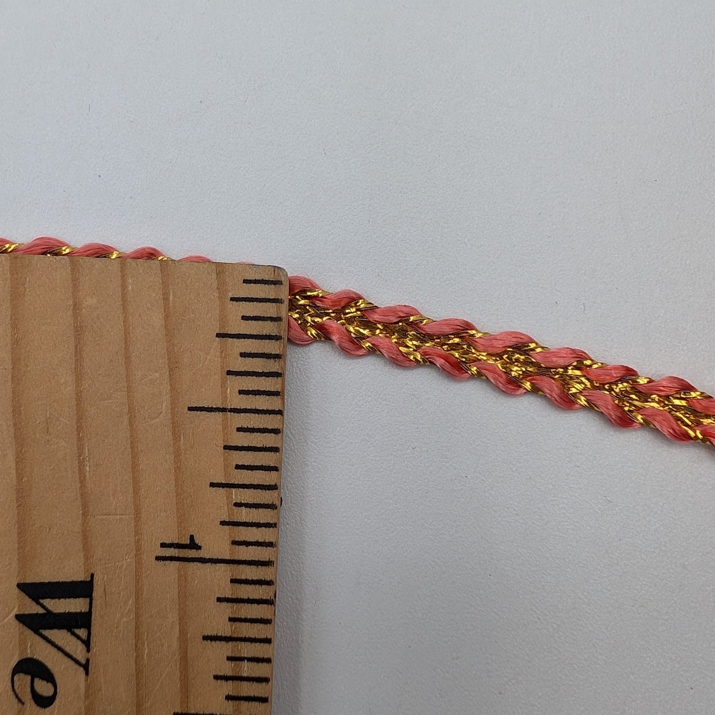 1/4 inch Salmon and Gold Metallic Braided Trim Ribbon Japan