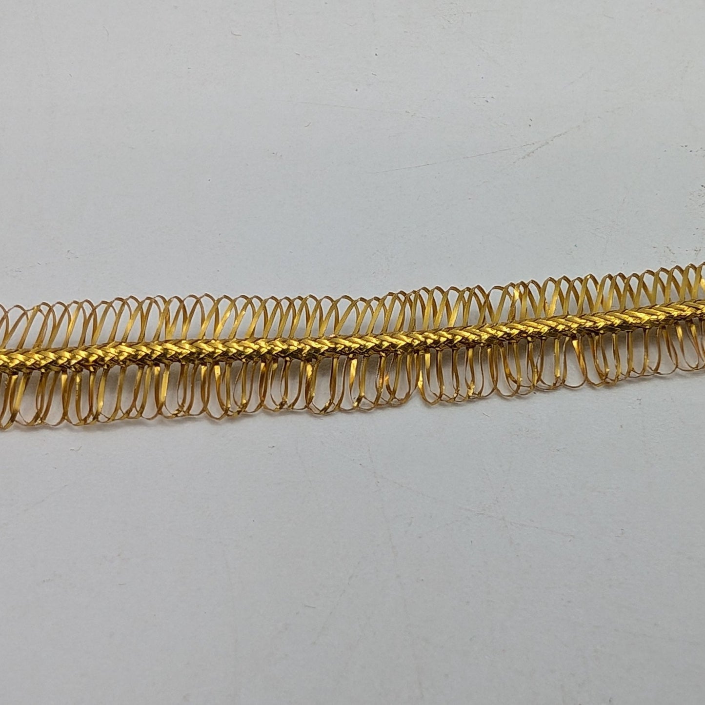3/8 inch Gold Metallic Lametta Double Loop Tinsel Fringe Trim Ribbon Japan