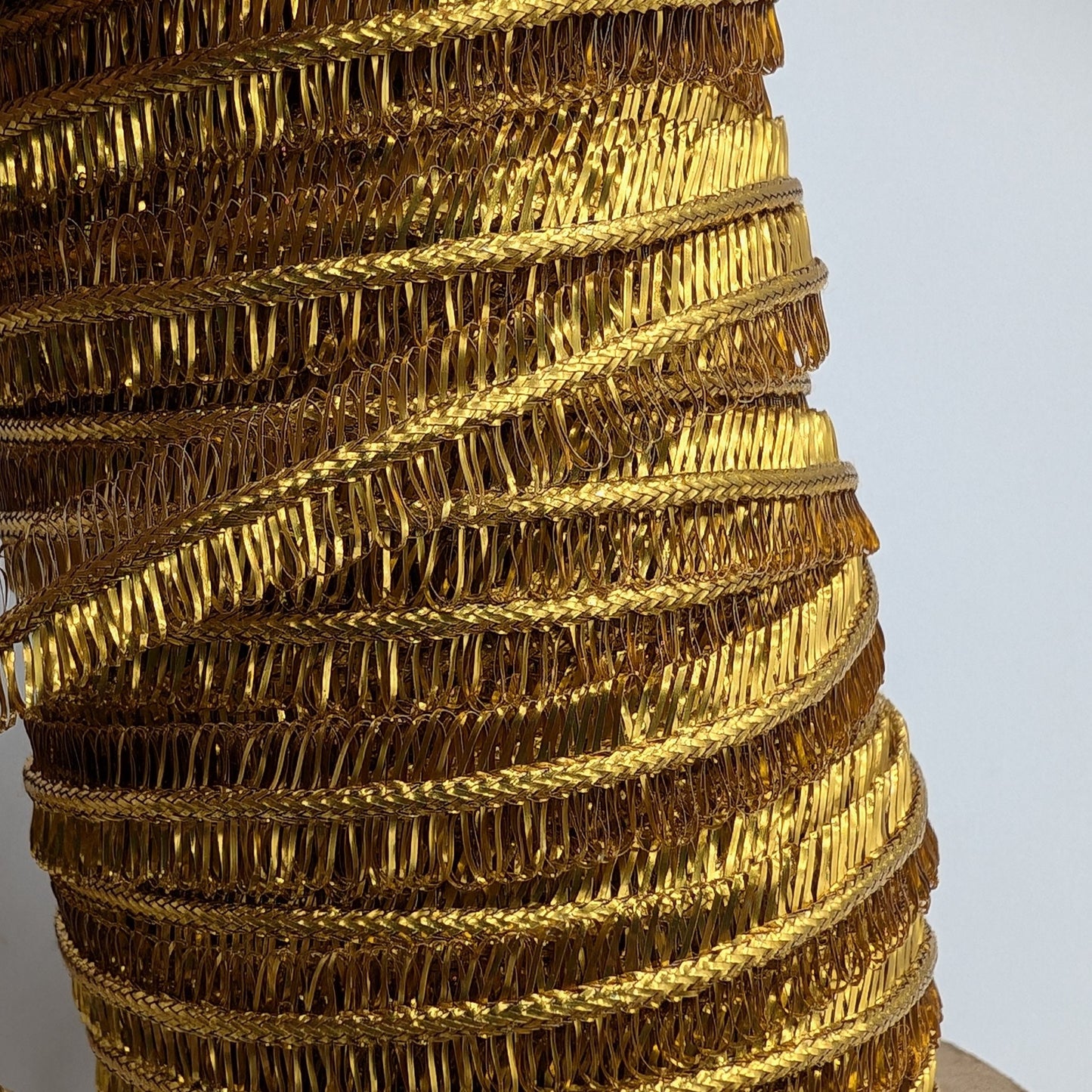 3/8 inch Gold Metallic Lametta Double Loop Tinsel Fringe Trim Ribbon Japan