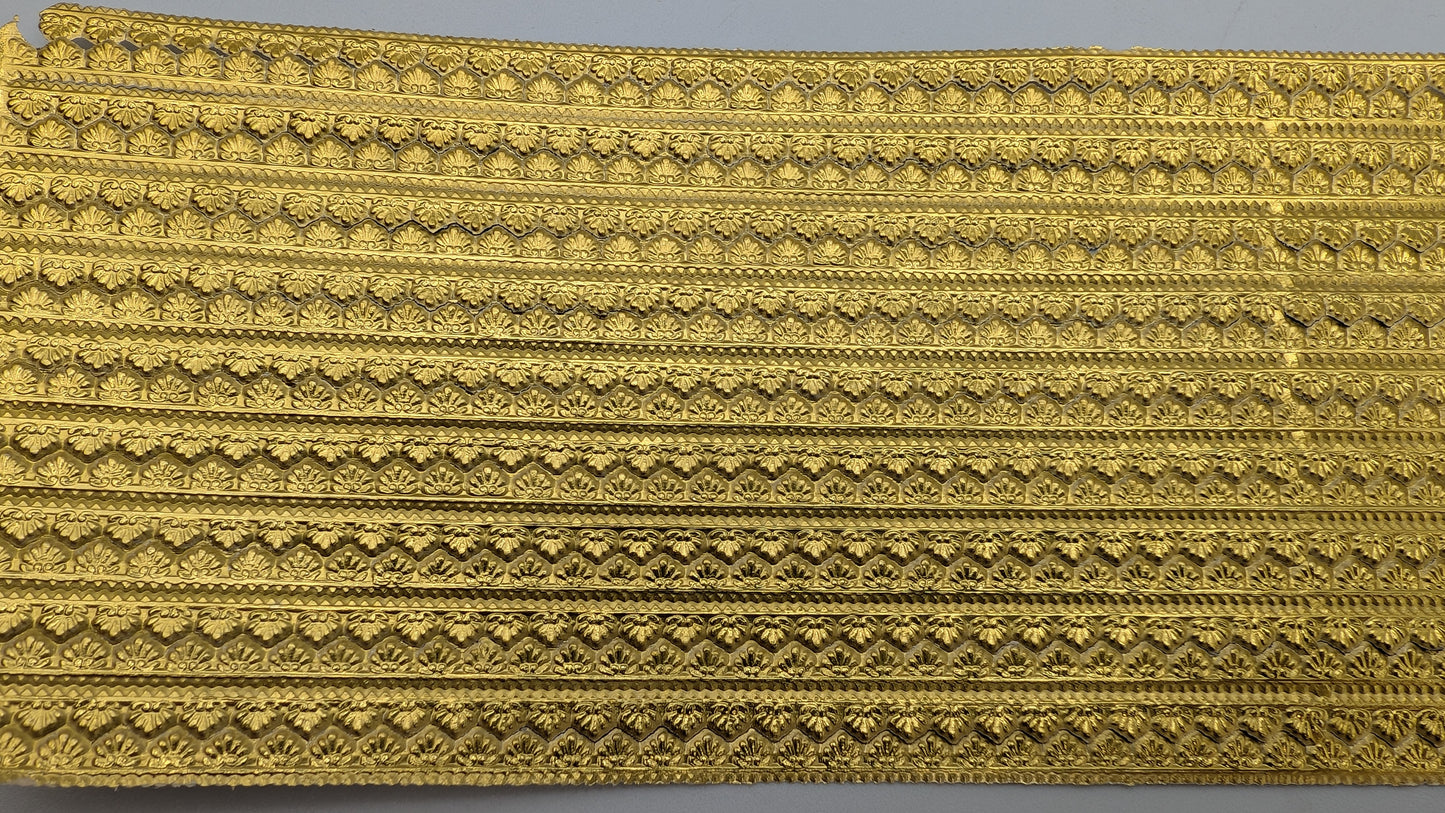Vintage Gold Filagree Dresden Paper Foil Borders- Chevron Festoon