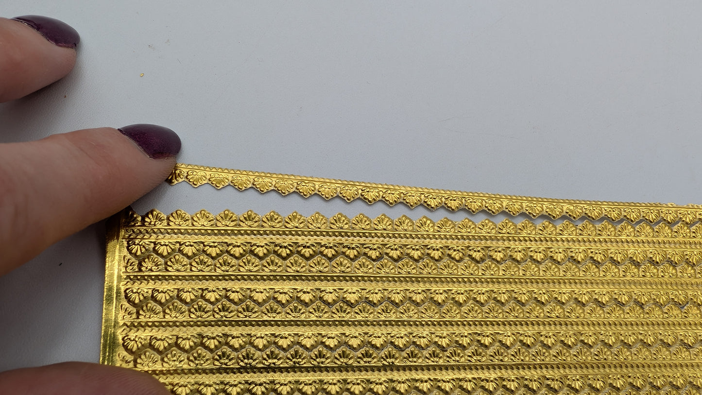 Vintage Gold Filagree Dresden Paper Foil Borders- Chevron Festoon