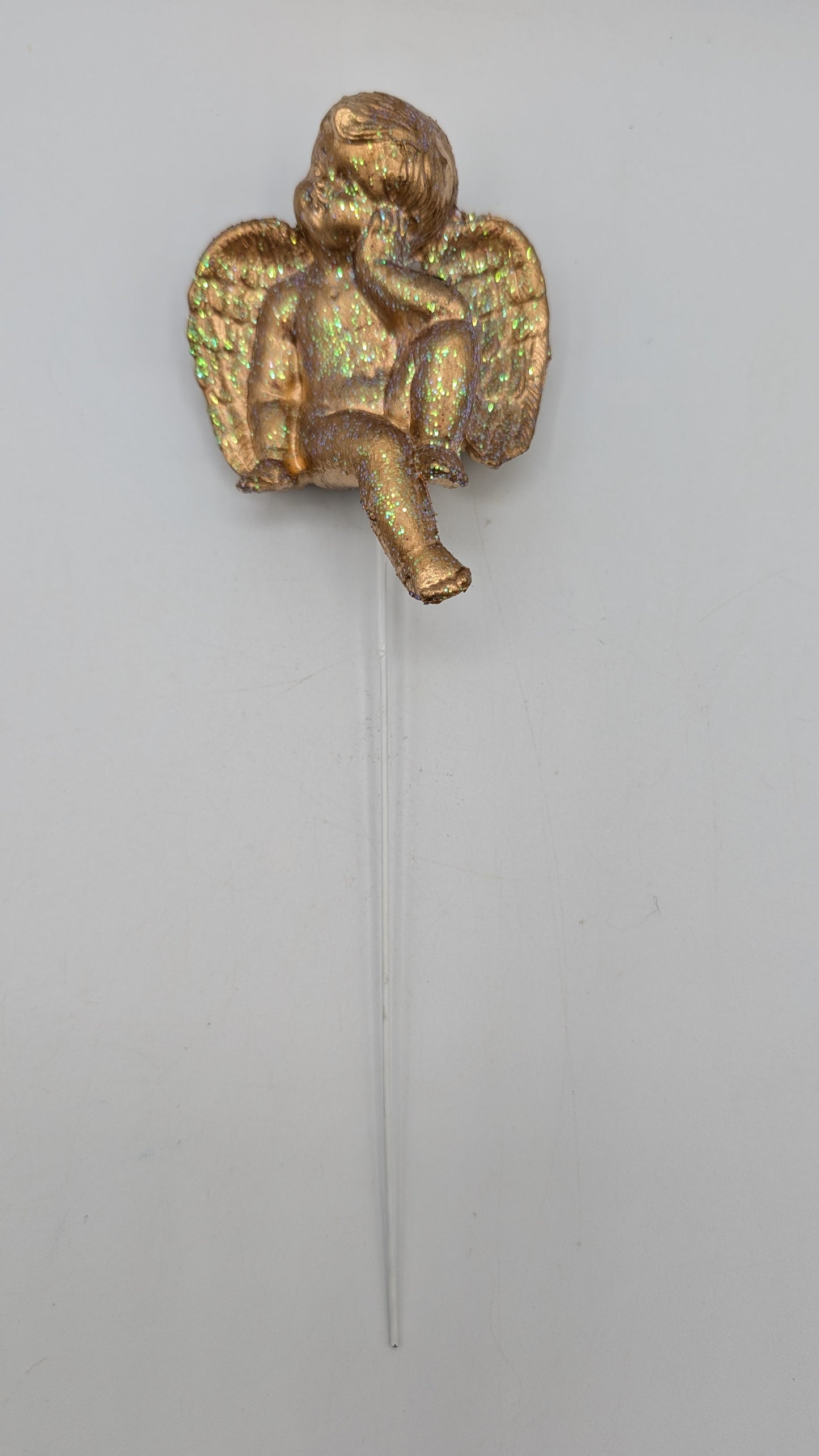 Vintage Gold Blow Mold Thinking Angel Picks with Glitter