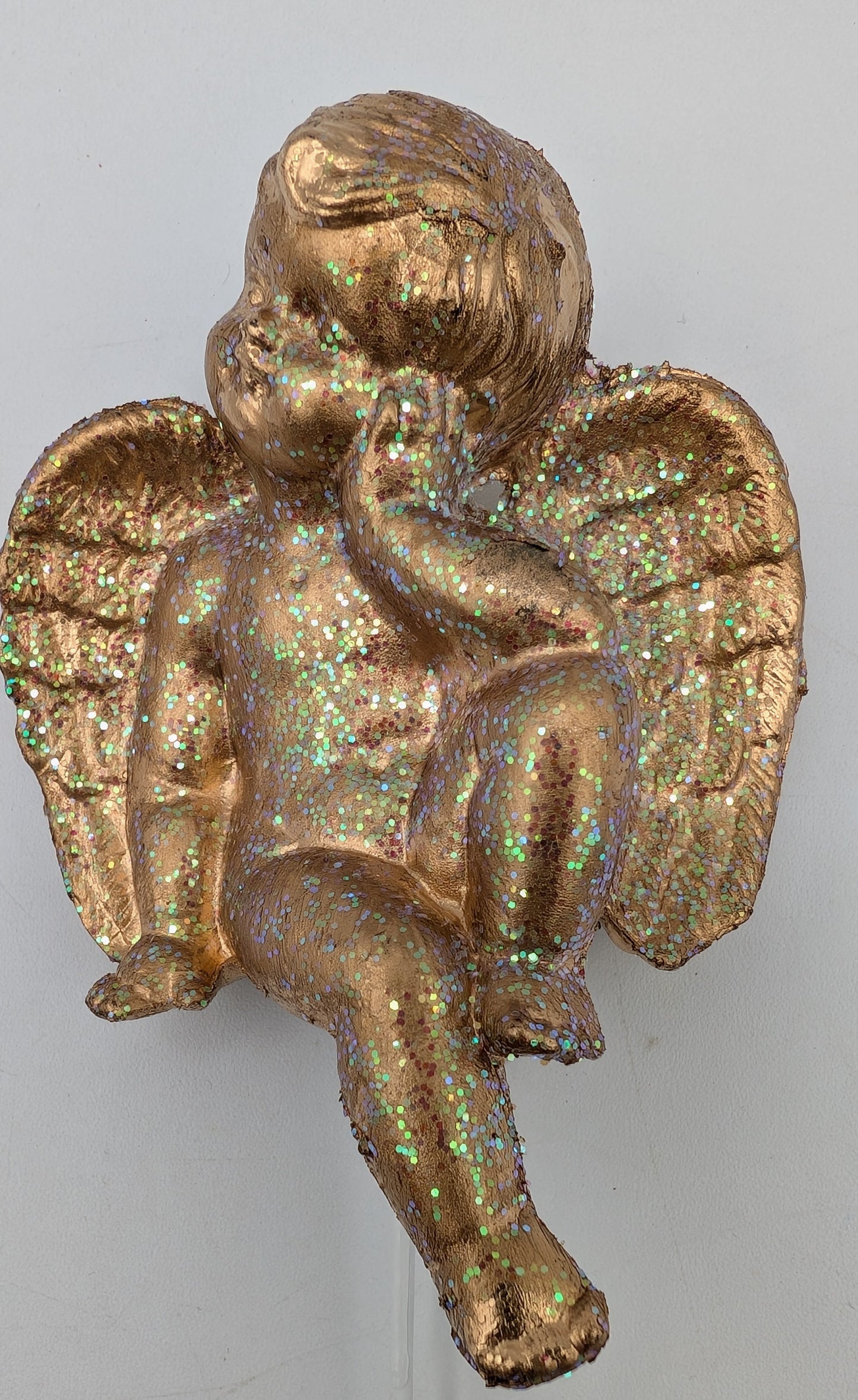 Vintage Gold Blow Mold Thinking Angel Picks with Glitter
