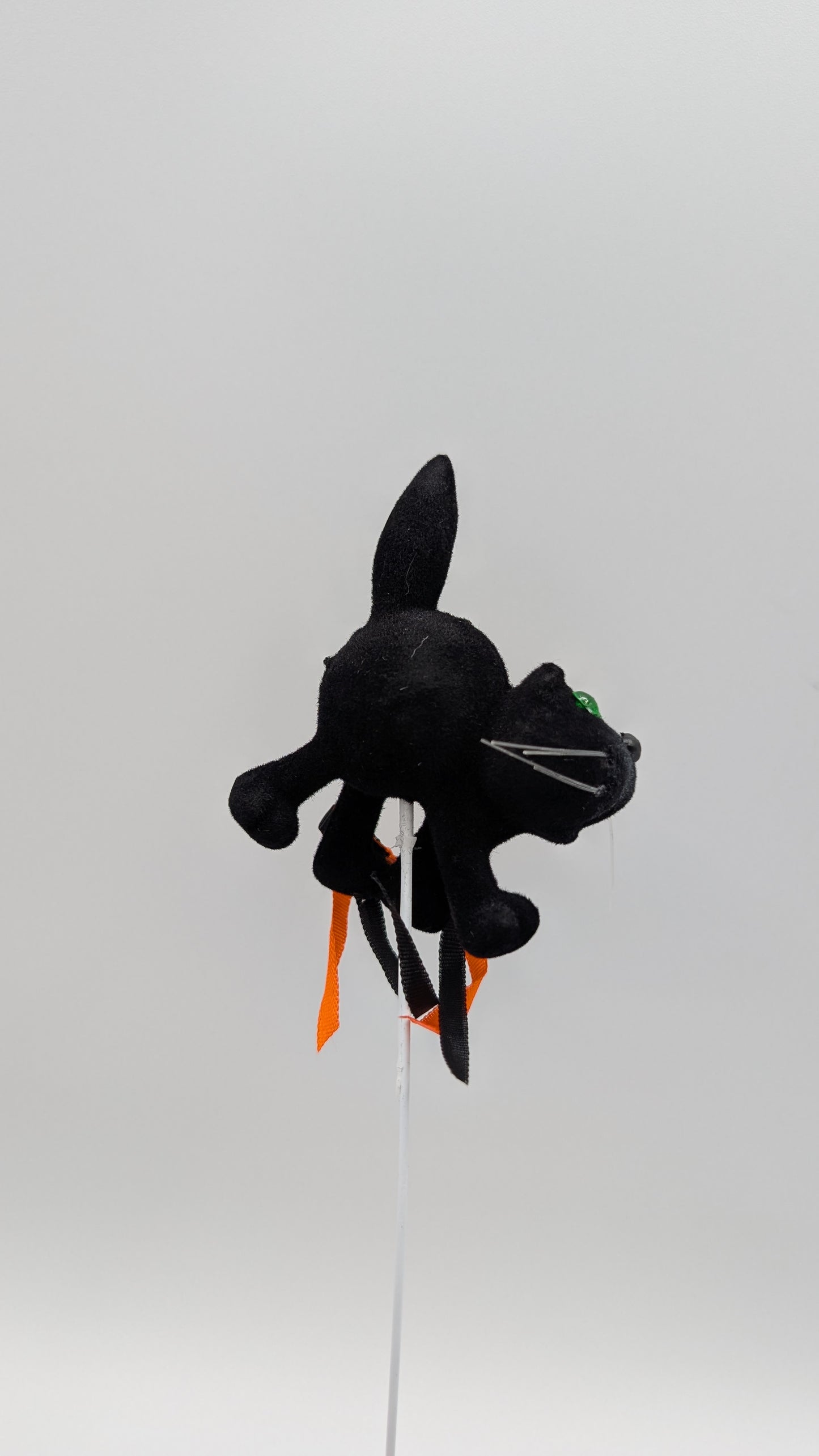 Flocked Halloween Black Cat Pick