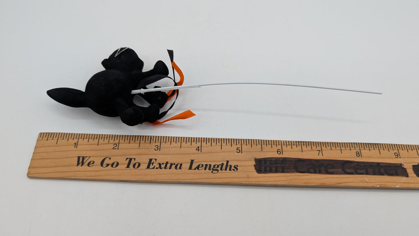 Flocked Halloween Black Cat Pick