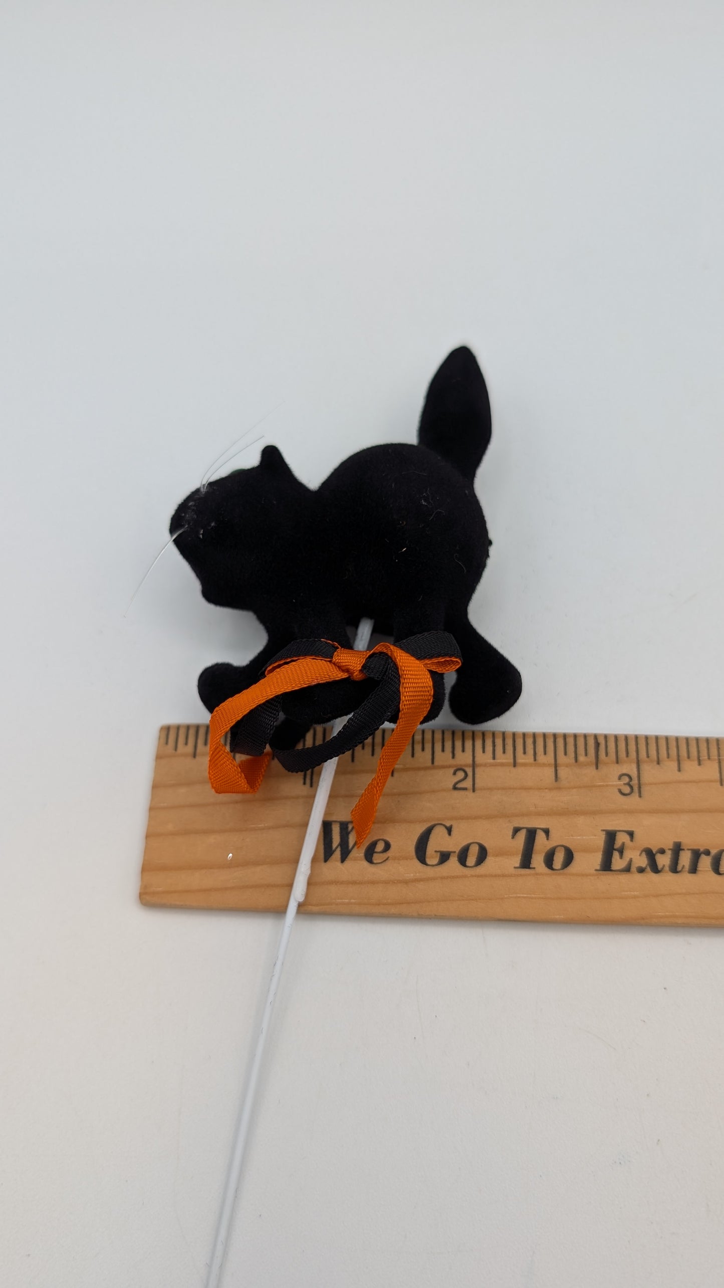 Flocked Halloween Black Cat Pick