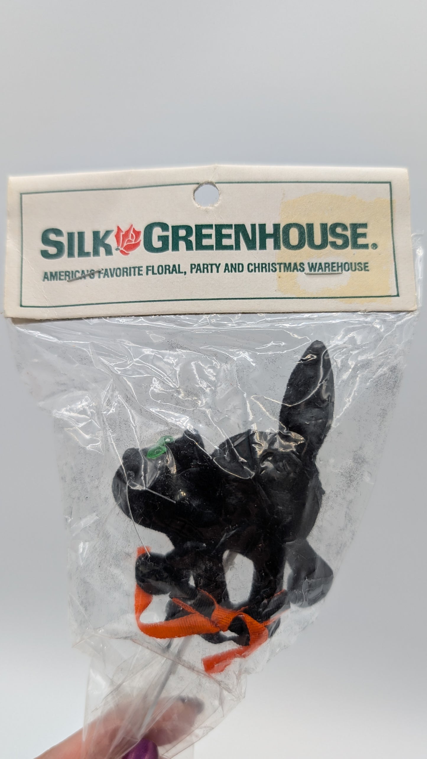 Flocked Halloween Black Cat Pick