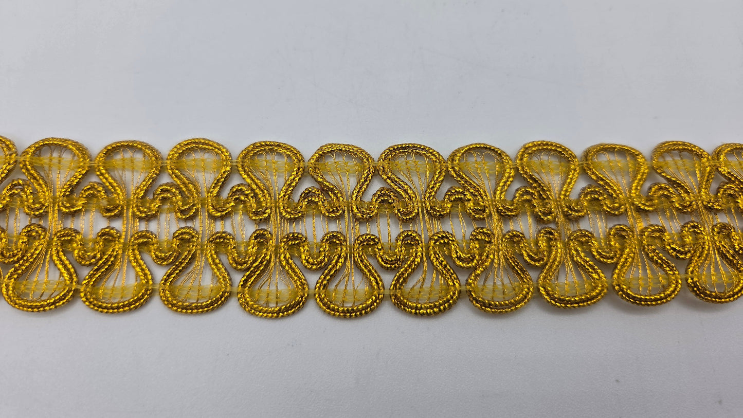 1 1/4" Gold 8 Design Loop Lace Trim