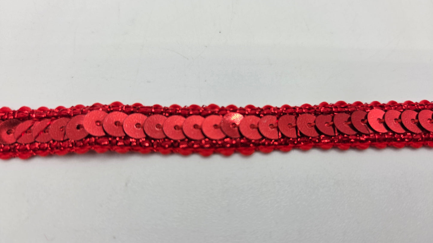 1/2 Inch Red Braided Sequin Trim