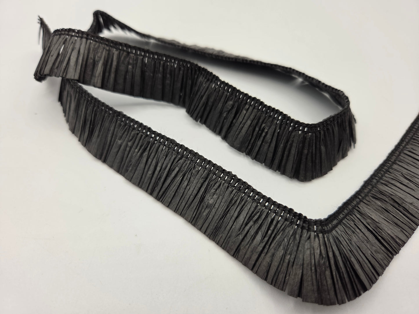 1 1/8 Inch Black Crepe Paper Fringe Trim