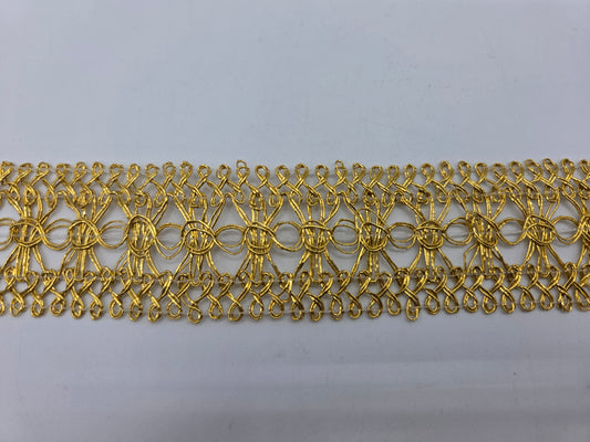 1 3/8" Inch Gold Metallic Twisty Lace Trim