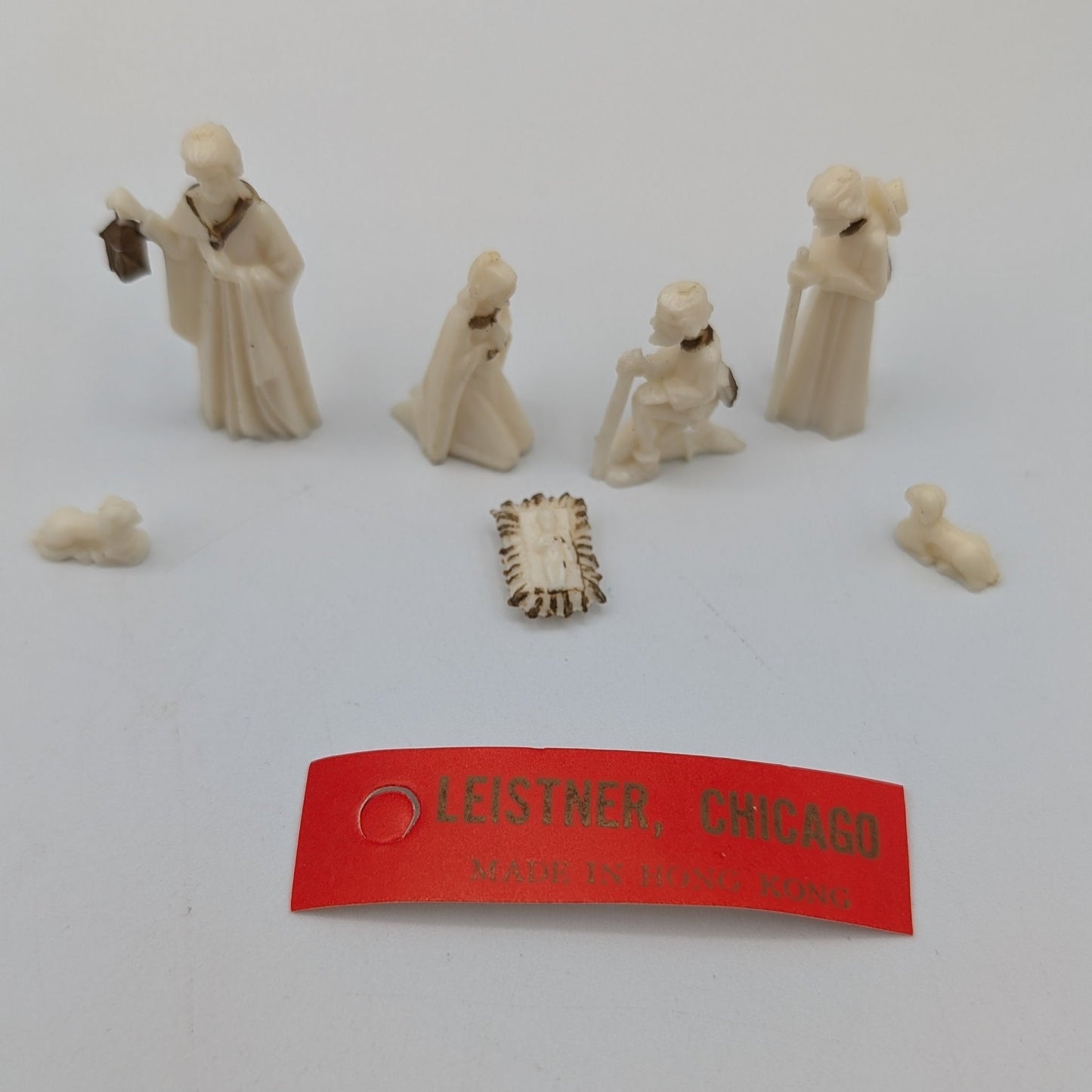 Vintage Miniature Nativity 7 Piece Mary Joseph Jesus 1.75" Plastic