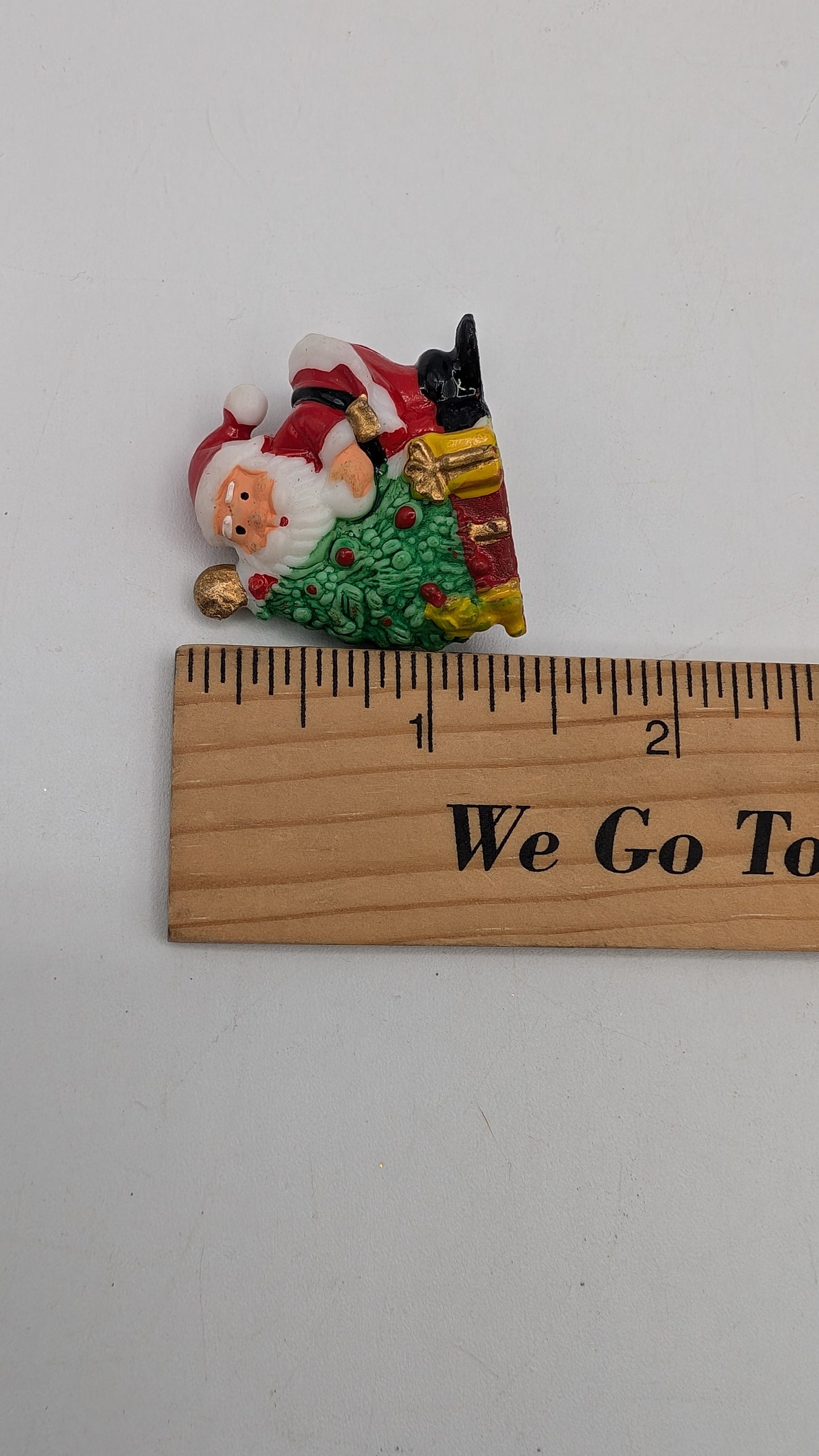 Vintage Miniature Santa and Christmas Tree Figurine Diorama Dollhouse Ornament Craft Plastic