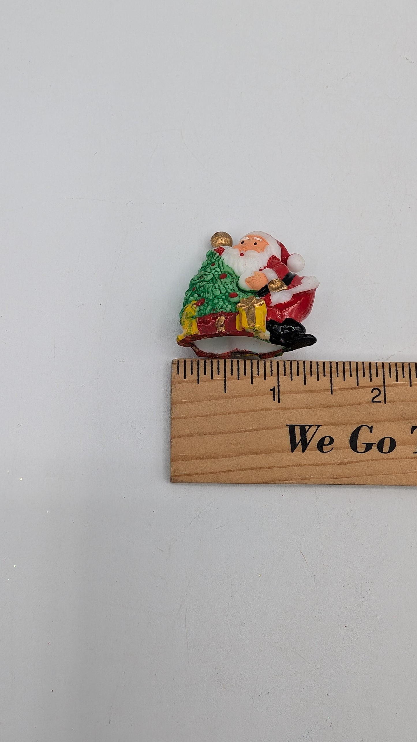 Vintage Miniature Santa and Christmas Tree Figurine Diorama Dollhouse Ornament Craft Plastic