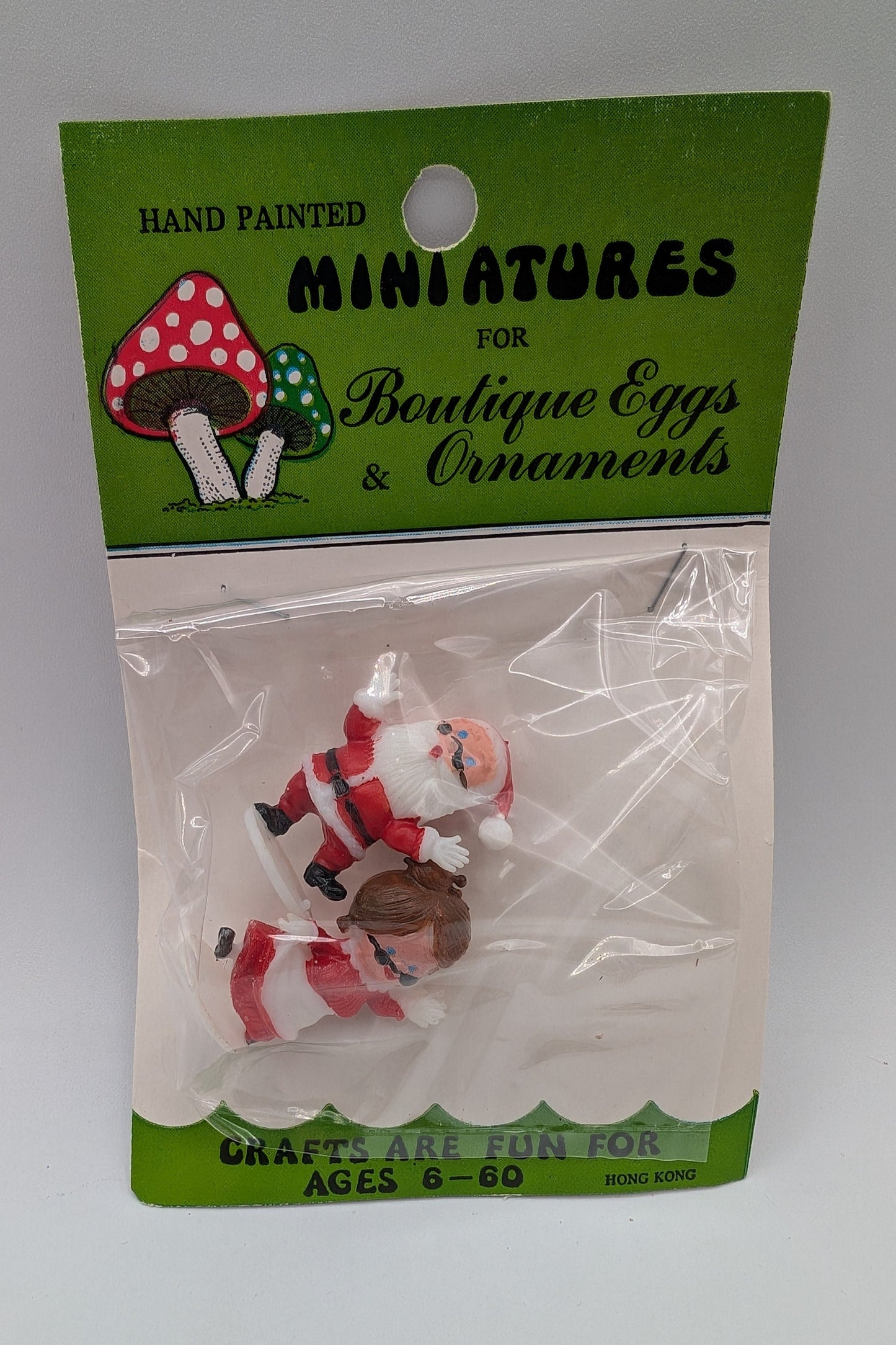 Vintage Santa Clause and Mrs. Clause Miniature Figurine Dollhouse Craft