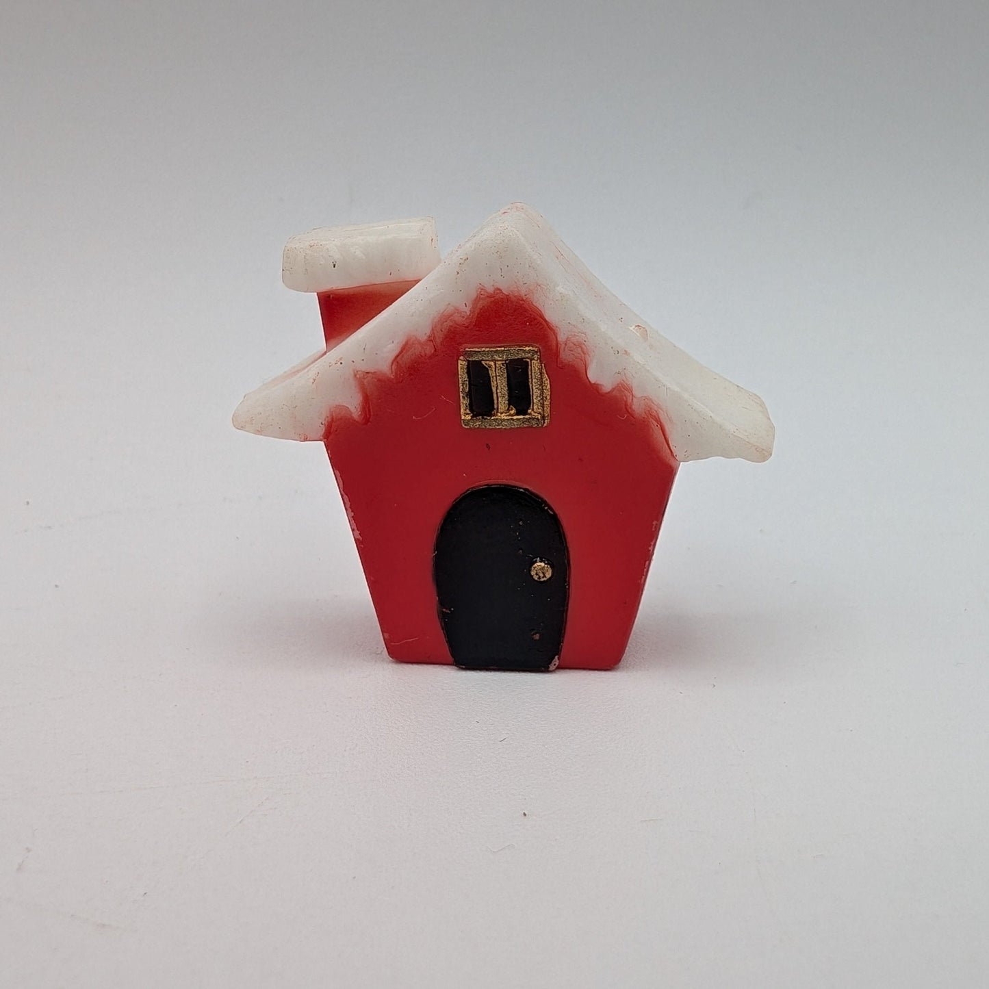 Vintage Christmas House Snow on Roof 1.5" Dollhouse Diorama Miniature