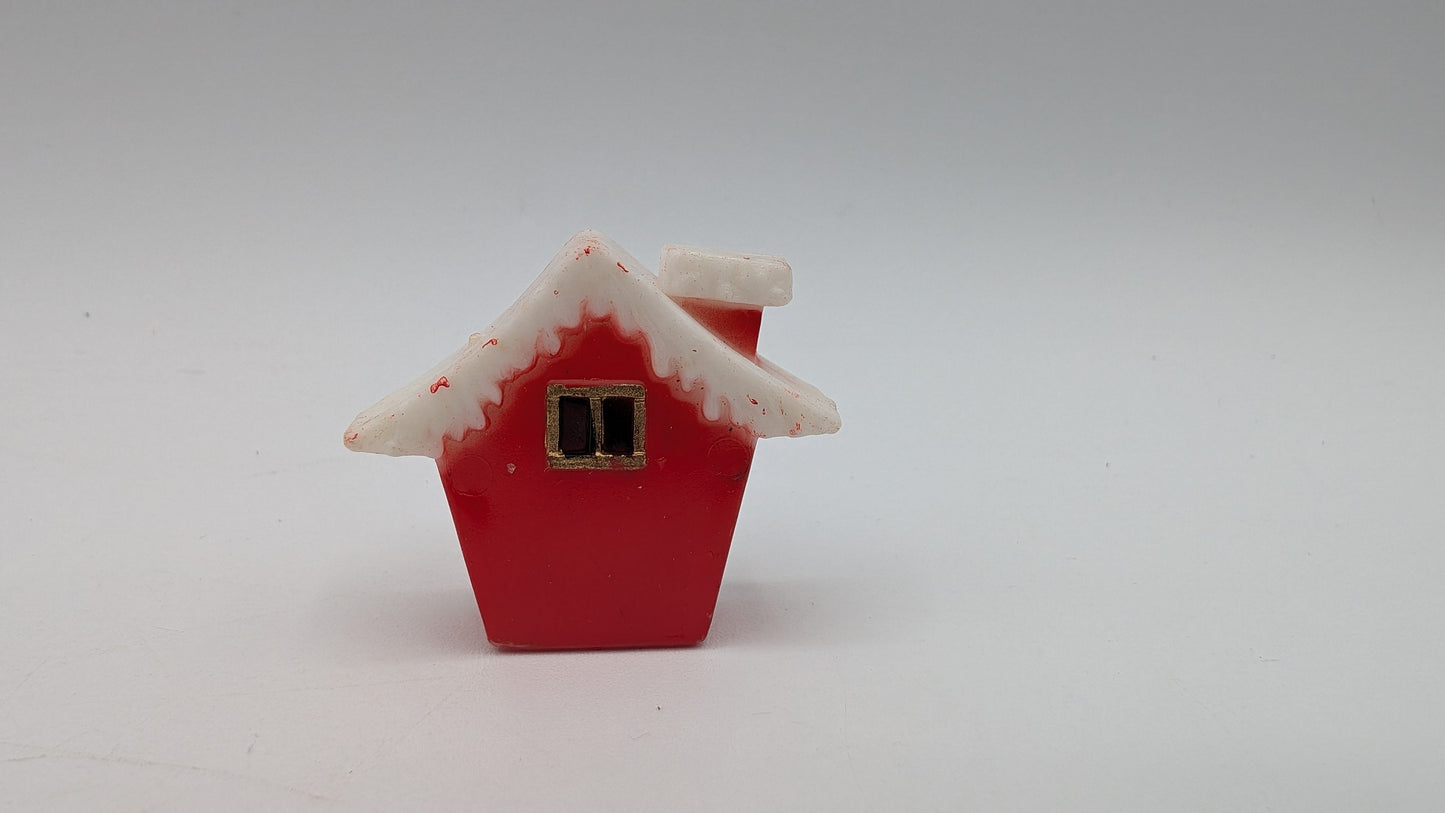 Vintage Christmas House Snow on Roof 1.5" Dollhouse Diorama Miniature