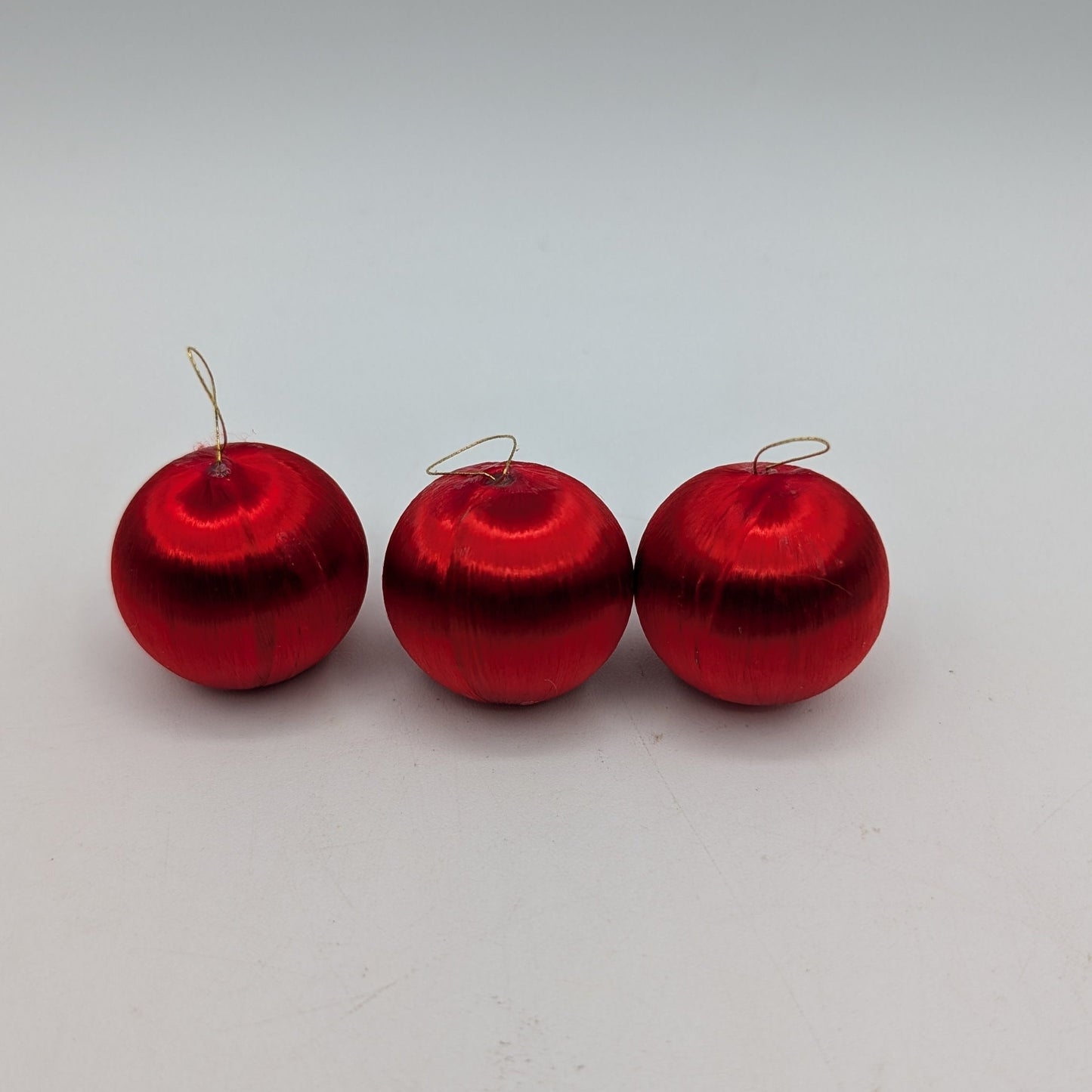 Small Red 30mm Satin Covered Ornaments