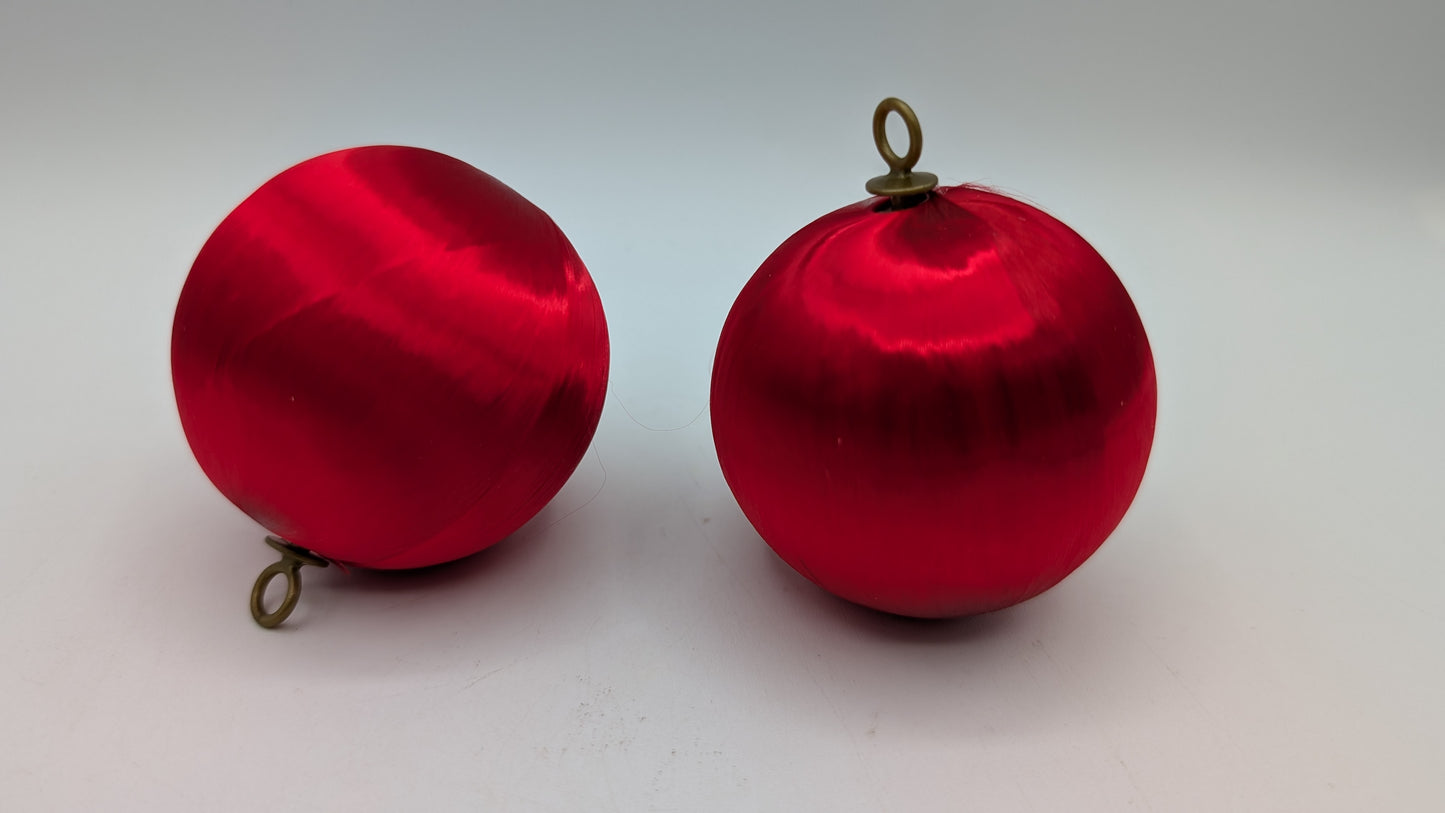 2.25 inch Red Satin String Covered Foam Ball Ornaments