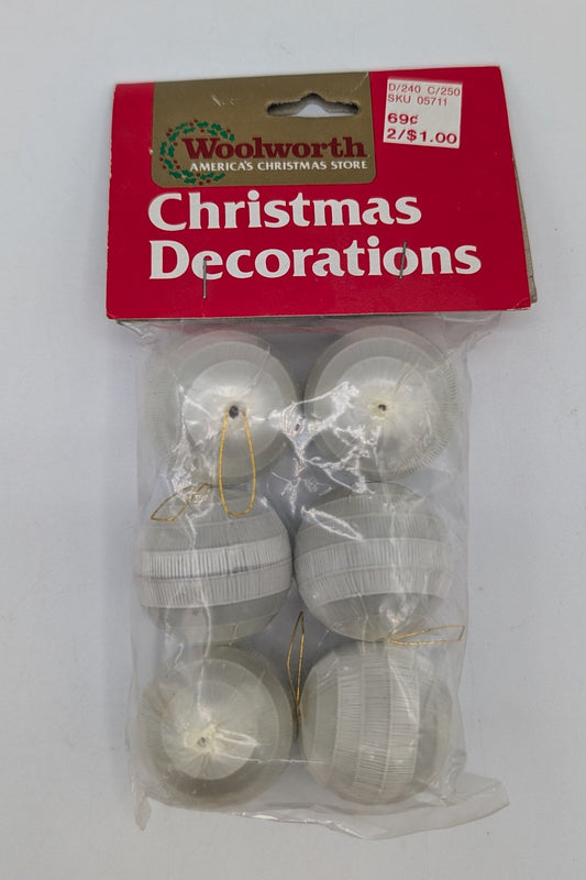 30mm Satin Covered Geometric Disco Ball Shaped Ornaments Package of 6