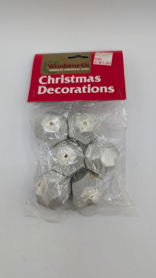 30mm Satin Covered Geometric 20 Sided Dice Shaped Ornaments Package of 6