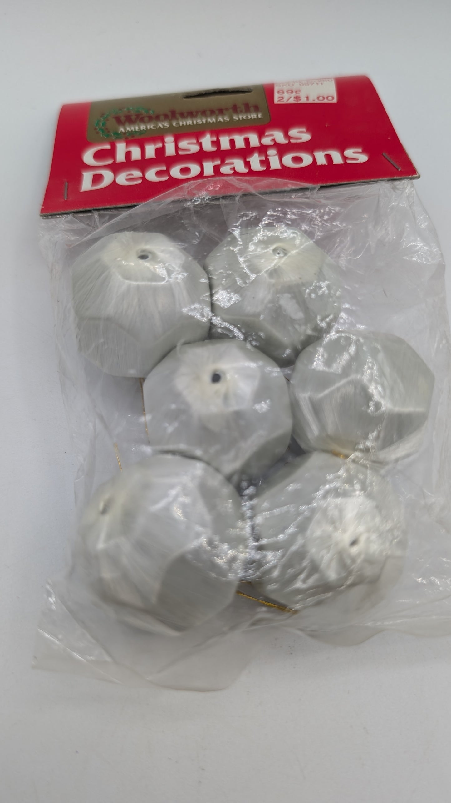 30mm Satin Covered Geometric 20 Sided Dice Shaped Ornaments Package of 6