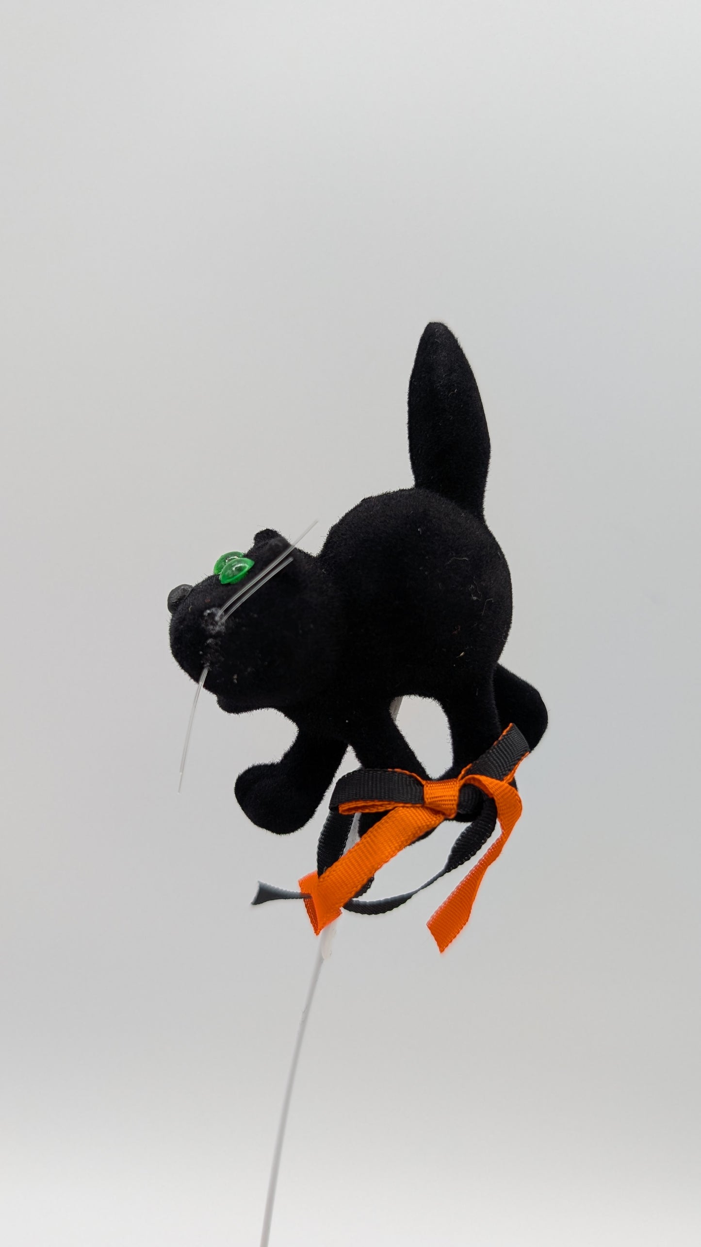 Flocked Halloween Black Cat Pick