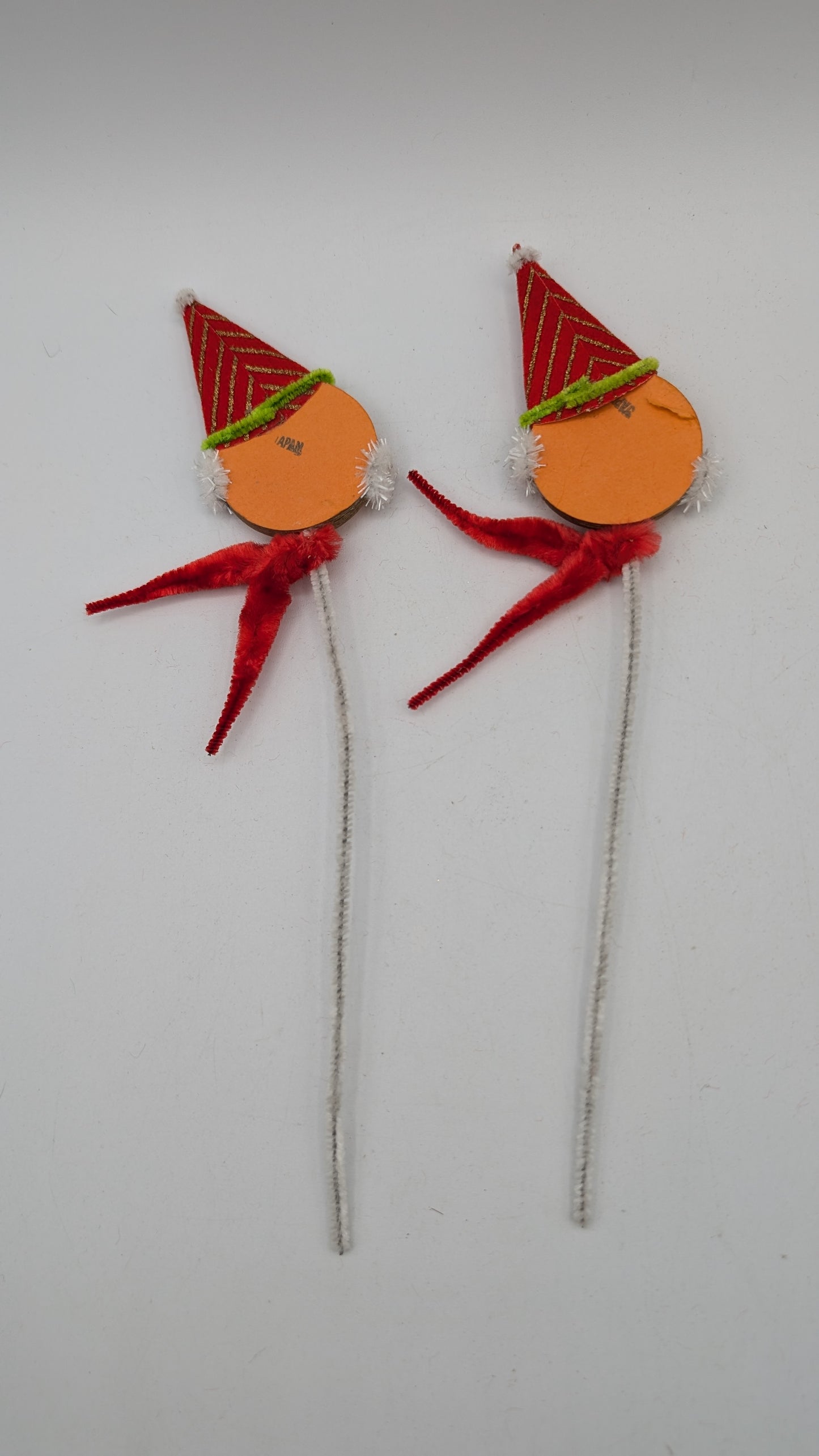 Vintage Christmas Chenille Pipe Cleaner Picks Japan Singing Caroler