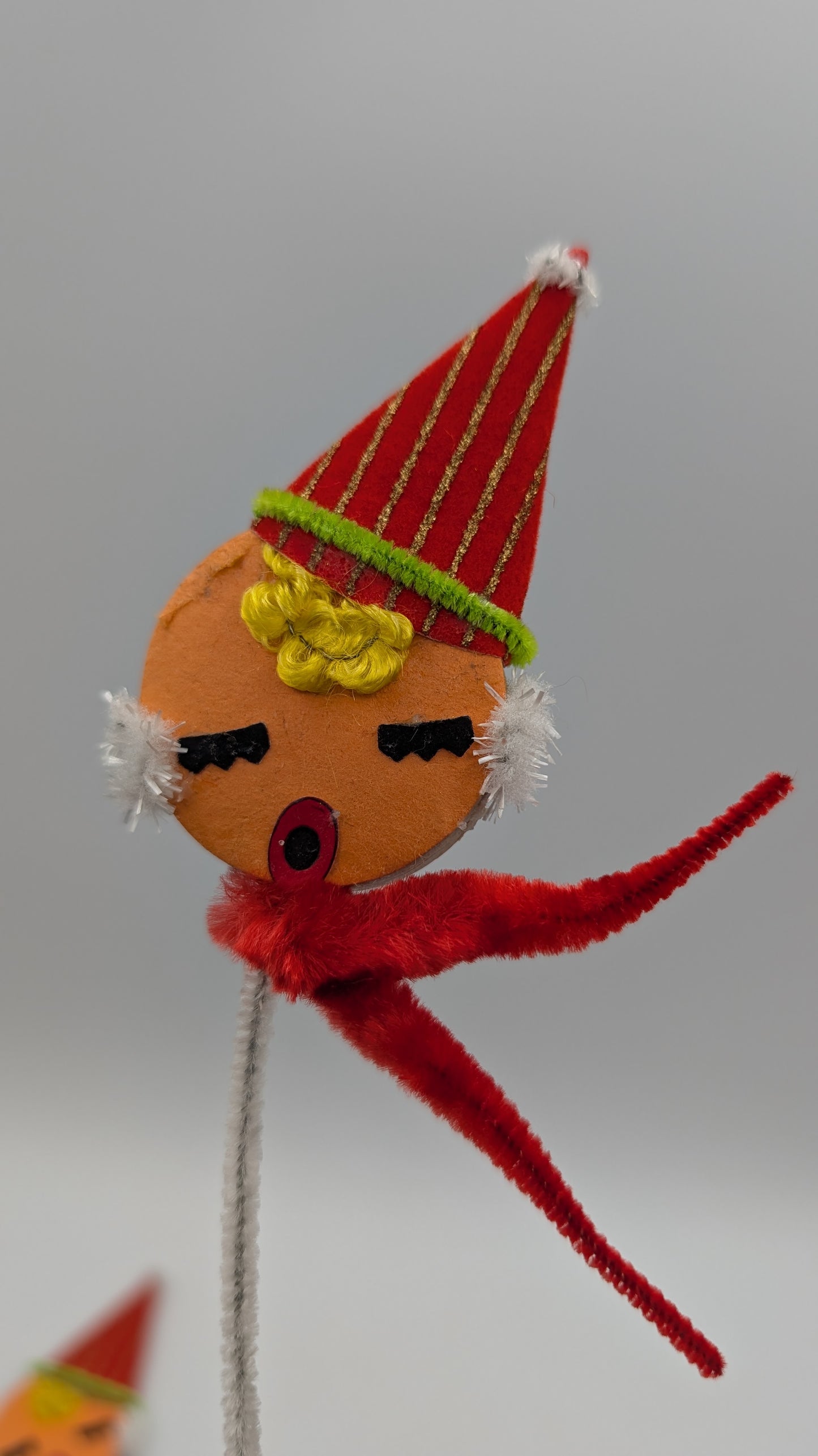 Vintage Christmas Chenille Pipe Cleaner Picks Japan Singing Caroler