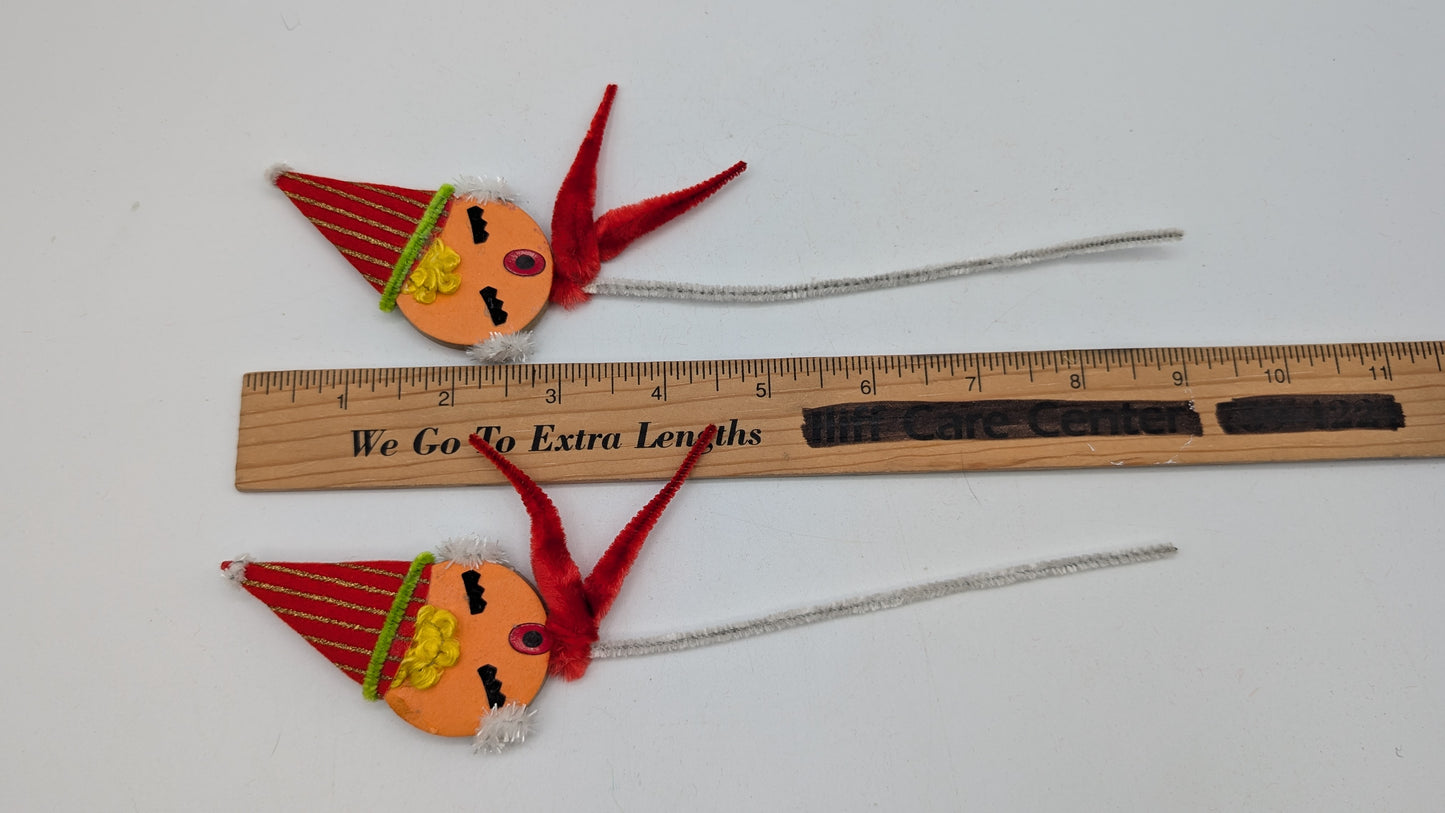 Vintage Christmas Chenille Pipe Cleaner Picks Japan Singing Caroler